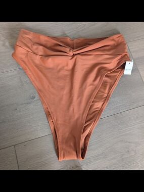 aerie High-Cut Bikini Bottoms in Rusty Copper Size Medium